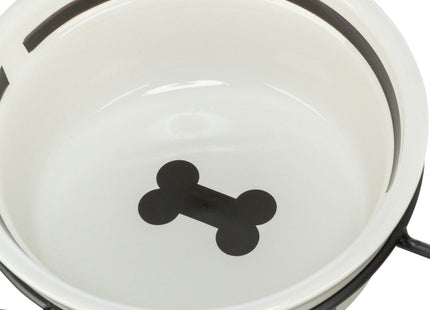 Keramiknapf in Weiss und Schwarz für stilvolles Füttern von Haustieren