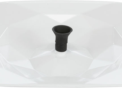 Trinkbrunnen für Katzen in Grau-Weiss mit polygonalem Design