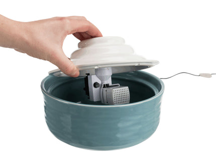 Keramik-Trinkbrunnen für Haustiere, 1,5 l, petrolweiss