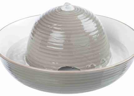 Keramik-Trinkbrunnen für Katzen, 1,5 l, vitalisierender Wasserfluss, grau-weiss