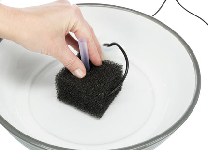 Keramik-Trinkbrunnen für Katzen, 1,5 l, vitalisierender Wasserfluss, grau-weiss