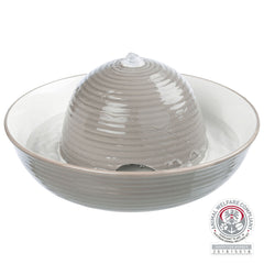Keramik-Trinkbrunnen für Katzen, 1,5 l, vitalisierender Wasserfluss, grau-weiss