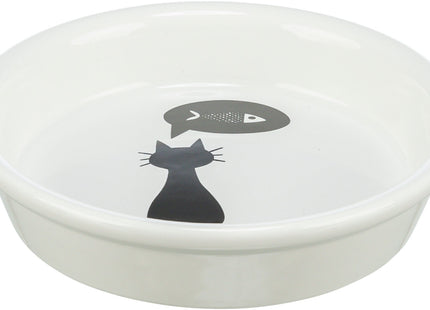 Keramiknapf für Katzen, flach, weiss - stilvoll und funktional
