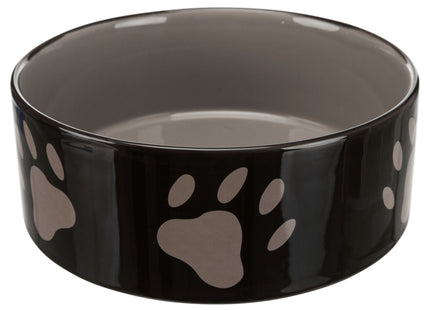 Keramiknapf mit Pfotenmuster in Braun für Haustiere