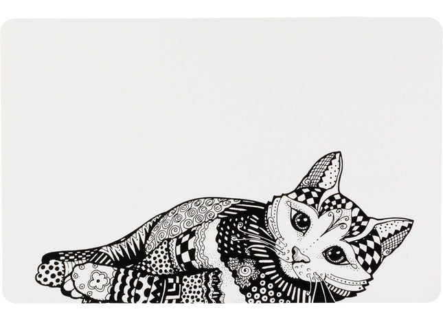 Stilvolle Napfunterlage in Zentangle-Design, weiss-schwarz
