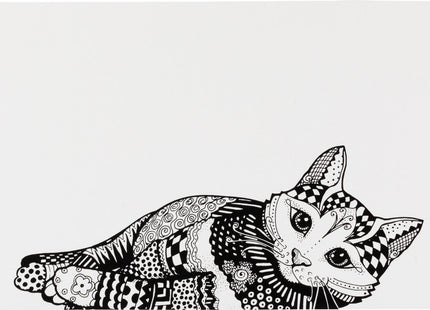 Stilvolle Napfunterlage in Zentangle-Design, weiss-schwarz