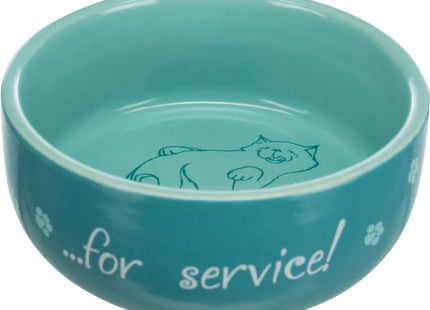 Trixie Keramiknapf Katze Thanks for Service 11 cm - hochwertiger und dekorativer Napf für Katzen mit süssem Design