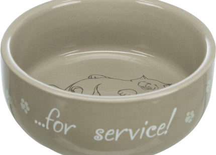 Trixie Keramiknapf Katze Thanks for Service 11 cm - hochwertiger und dekorativer Napf für Katzen mit süssem Design