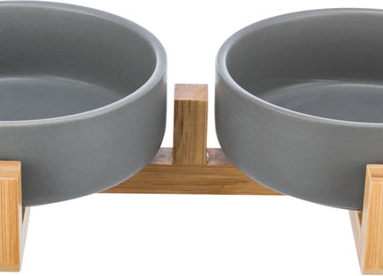 Keramikholz-Napfset in Grau-Natur für stilvolles Füttern