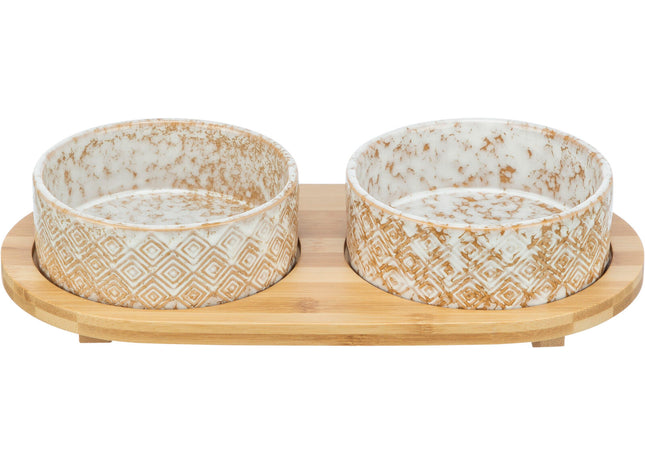Keramik-Bambus Napfset in Weiss und Hellbraun von Trixie