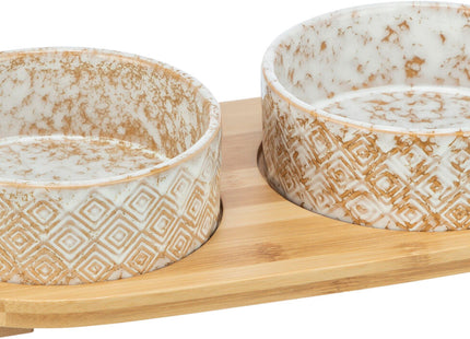 Keramik-Bambus Napfset in Weiss und Hellbraun von Trixie