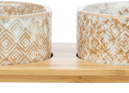 Keramik-Bambus Napfset in Weiss und Hellbraun von Trixie