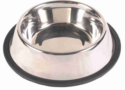 Trixie Edelstahlnapf mit Gummiring - hochwertiger Hundenapf aus Edelstahl mit rutschfestem Gummiring