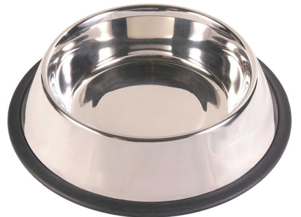 Trixie Edelstahlnapf mit Gummiring - hochwertiger Hundenapf aus Edelstahl mit rutschfestem Gummiring