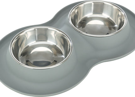 Praktisches Napf-Set in Grau aus Silikon und Edelstahl von Trixie