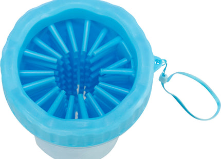 Praktischer blauer Pfotenreiniger aus Silikon für saubere Hundepfoten