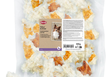 Trixie Kaninchenhaut mit Fell 500 g - hochwertiges Snack für Kaninchen, natürliche Zutaten, gesunde Belohnung