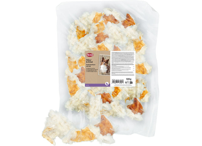 Trixie Kaninchenhaut mit Fell 500 g - hochwertiges Snack für Kaninchen, natürliche Zutaten, gesunde Belohnung