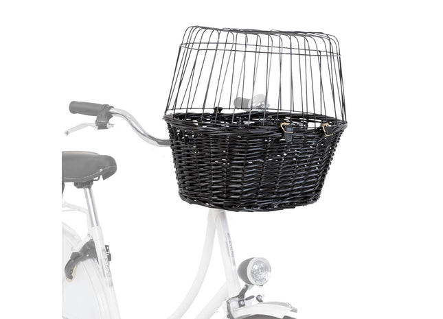 Schwarzer Fahrradkorb von Trixie mit Gitter für sicheren Transport