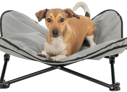 Bequemes Campingbett für Hunde in Dunkelgrau-Petrol