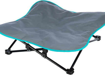 Bequemes Campingbett für Hunde in Dunkelgrau-Petrol