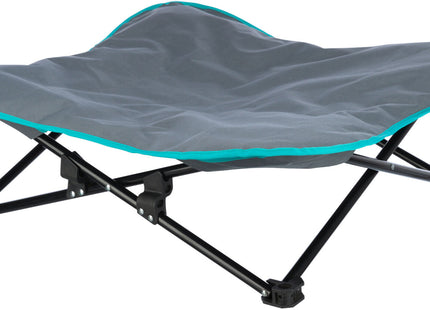 Bequemes Campingbett für Hunde in Dunkelgrau-Petrol