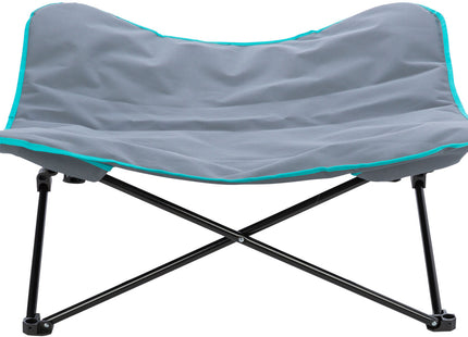 Bequemes Campingbett für Hunde in Dunkelgrau-Petrol