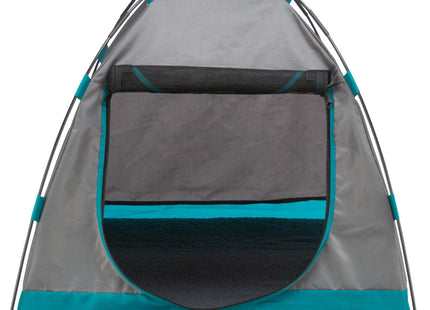 Gemütliches Zelt für Hunde in Dunkelgrau-Petrol, ideal für entspannte Ruhepausen