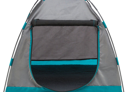 Gemütliches Zelt für Hunde in Dunkelgrau-Petrol, ideal für entspannte Ruhepausen