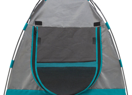 Gemütliches Zelt für Hunde in Dunkelgrau-Petrol, ideal für entspannte Ruhepausen