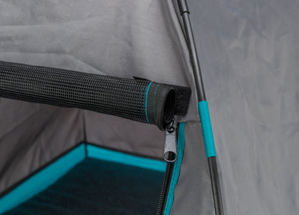 Gemütliches Zelt für Hunde in Dunkelgrau-Petrol, ideal für entspannte Ruhepausen