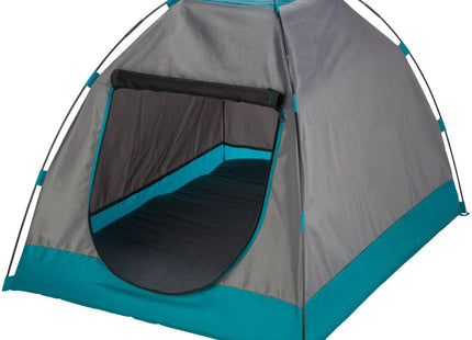 Gemütliches Zelt für Hunde in Dunkelgrau-Petrol, ideal für entspannte Ruhepausen