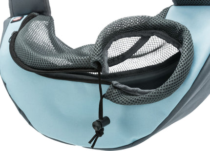 Praktische Trixie Fronttasche in Hellgrau und Hellblau für unterwegs