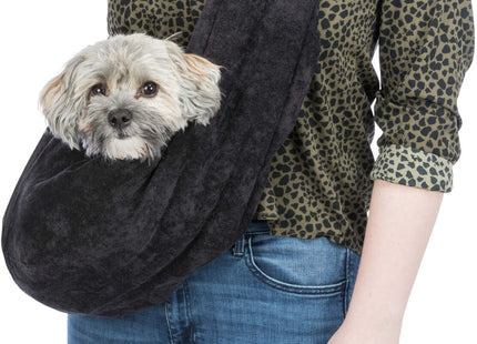 Schwarze und graue Trixie Fronttasche - praktisch und stilvoll für unterwegs