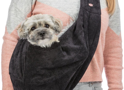 Schwarze und graue Trixie Fronttasche - praktisch und stilvoll für unterwegs