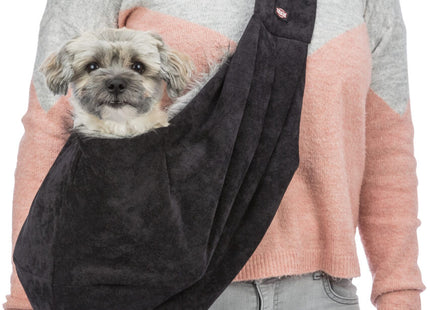 Schwarze und graue Trixie Fronttasche - praktisch und stilvoll für unterwegs