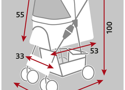 Leichter grauer Buggy für Hunde bis 15 kg