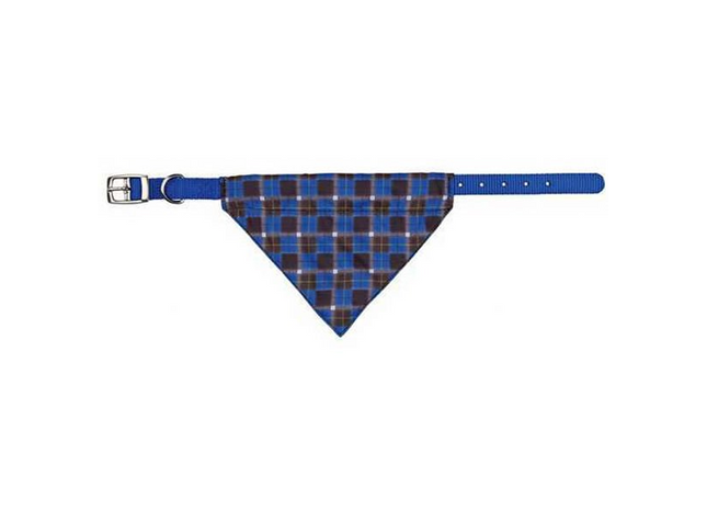 Blau gestreiftes Nylonhalsband mit Tuch für Hunde