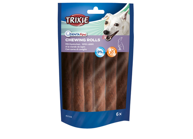 Trixie Denta Fun Rabbit Chewing Rolls, 6 Stk. à 70 g / 12 cm - Leckere und gesunde Kaustangen für Kaninchen, zur Zahnpflege und Beschäftigung