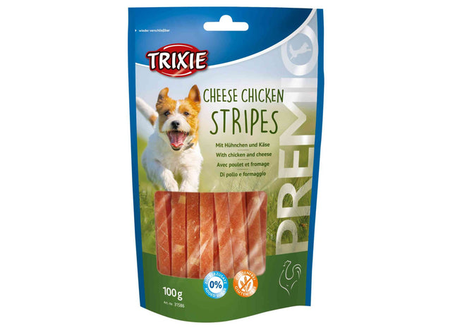 Trixie Premio Chicken Cheese Stripes 6 Stk. 100 g - Leckere Hundeleckerli mit Hühnchen und Käse, ideal für Training und Belohnung