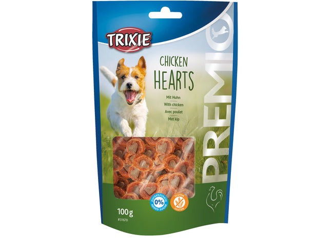 Trixie PREMIO Chicken Hearts mit Huhn 100 g - Hochwertiges Hundefutter mit leckeren Hühnerherzen
