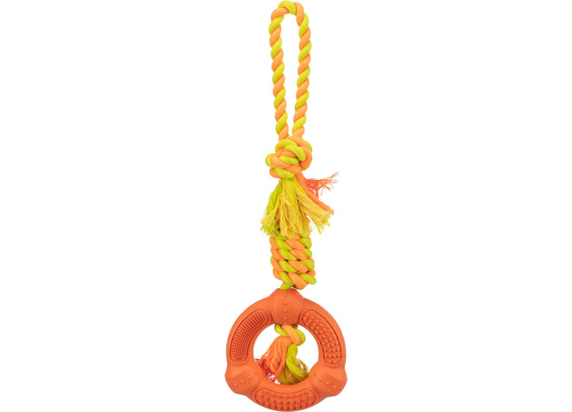 Trixie Denta Fun Ring am Tau - Naturgummi, ø12cm