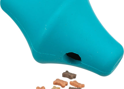 Interaktiver Snack-Kreisel aus Naturgummi in Petrol für glückliche Haustiere