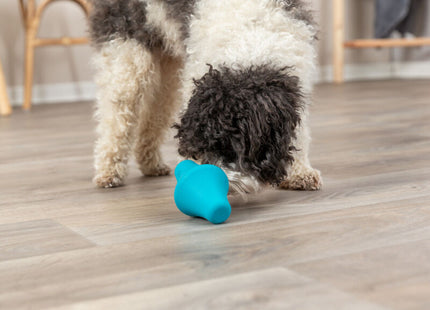 Interaktiver Snack-Kreisel aus Naturgummi in Petrol für glückliche Haustiere