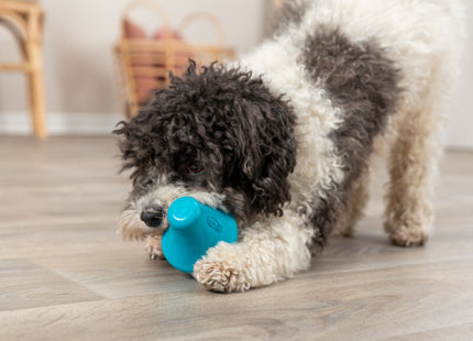 Interaktiver Snack-Kreisel aus Naturgummi in Petrol für glückliche Haustiere