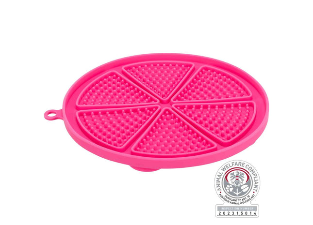 Rosa Silikon-Lickmatte von Trixie mit Saugnäpfen für Hunde