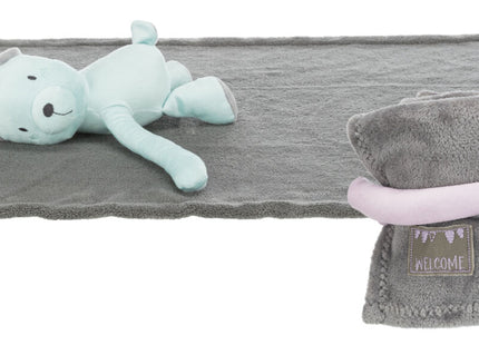 Trixie Junior Kuschel-Set - Decke und Bär grau/mint