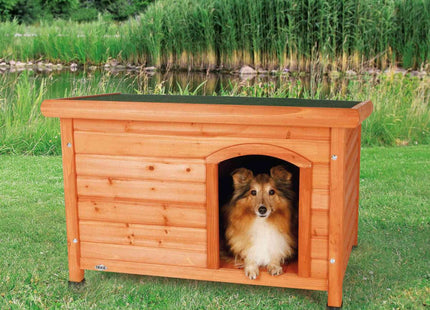 Trixie Natura Flachdach-Hundehütte - braun, 85x58x60 cm