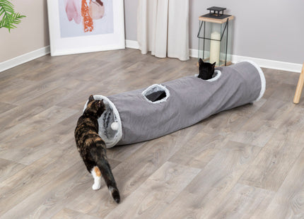 Trixie Spieltunnel Harvey - Plüsch, grau, ø27×116cm
