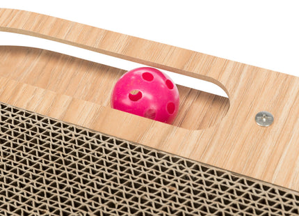 Trixie Kratzpappe mit Spielzeug Katzenminze Holz